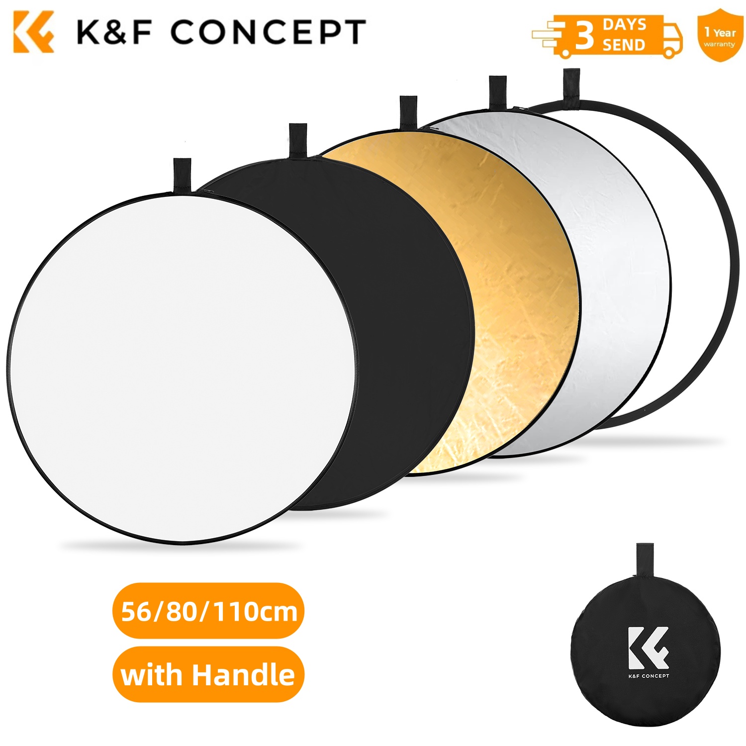 K&F CONCEPT 56/80/110cm 5-en-1 - Reflector 5 In 1 avis et prix
